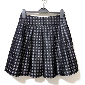 Pink Tartan Black Metallic Silk Skirt